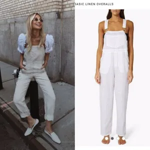 WeWoreWhat Basic Overalls Jumpsuit Off White Linen Classic Blogger Favourite‎ thumbnail 2