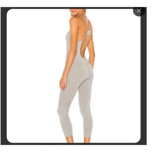 Free People Side To‎ Side Performance Gray Jumpsuit Size: M thumbnail 2