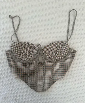 Princess Polly Plaid Corset Top Brown Bustier Crop thumbnail 1