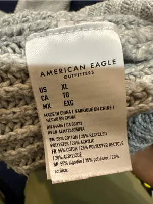American Eagle Outfitters Gray Knit Sweater with Navy Stripe thumbnail 7