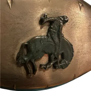 Genuine Leather White Embossed Belt Sz 26 Cowboy Bucking Bronco Buckle Vintage thumbnail 4