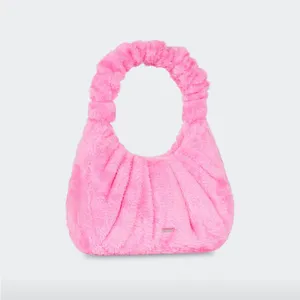 JW PEI Gabbi Terry Ruched Pink Faux Fur Fuzzy Hobo Handbag Revolve thumbnail 4