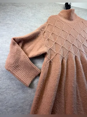 Free People Jaci Wool Blend Sweater Dress Women’s XL Beige Mock Neck thumbnail 4