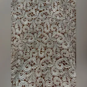 Vintage Jessica McClintock Dress Women's 12 Gold Lace Eyelet Metallic Sleeveless thumbnail 2