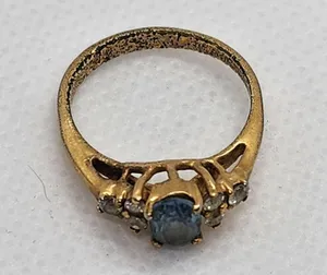 Gold Tone Blue Spinel & Clear Rhinestone Ring (4) thumbnail 4