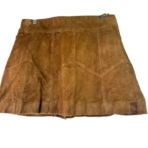 Sezane Brown Goat Leather Suede Snap Mini Skirt Size 42 / 10 thumbnail 4
