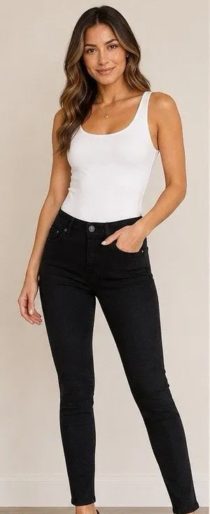 Seven For All Mankind WOMEN’s Black High Waist Ankle Skinny Jeans Size 32 EUC thumbnail 1