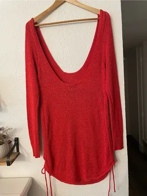 SNDYS x REVOLVE Turn Back Time Mini Dress in Red Scoop Neck Long Sleeve Small thumbnail 7