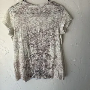 Cato Y2k‎ Tuscan Large White Gray Short Sleeve Rhinestone Grunge Top thumbnail 8