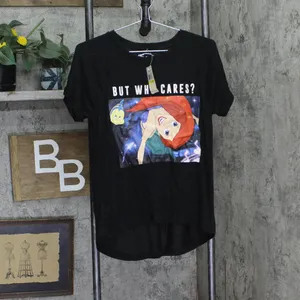 NWT Disney Juniors Ariel Cares Graphic T-Shirt Tee Black M thumbnail 2