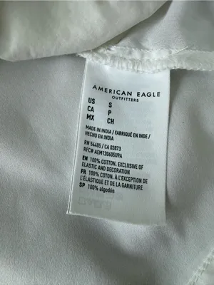 American Eagle Outfitters White Cotton Mini Puff Sleeve Smocked Ruffle Dress‎ S thumbnail 5