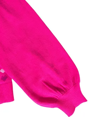 EUC Lilly Pulitzer Alyona Heart Jacquard Puff Sleeve Sweater Pink Size Medium thumbnail 5