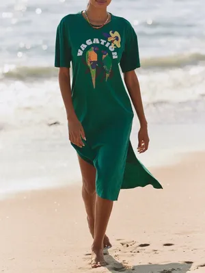 Anthropologie Celandine x Claire Colin Crew-Neck T-Shirt Midi Dress, Size XXS thumbnail 4