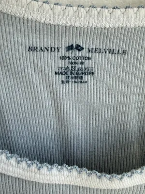 Brandy Melville light Blue Ribbed Contrast Trim Tank Top 100% Cotton thumbnail 3