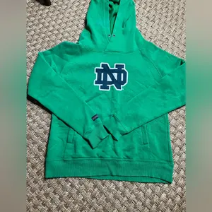 🦄JANSPORT Notre Dame Green Hoodie Womens Small thumbnail 2