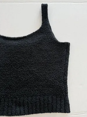 SKIMS Black Fuzzy Tank Top Women’s Vest Sleeveless Knit Large/X-Large thumbnail 4