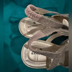 Bandolino Sliver Stappy Sling Back Glitter Shine Heels Sz 9 thumbnail 3