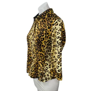 Jones New York Women's Beige Leopard Animal Print Button Down Shirt Top Size M thumbnail 3