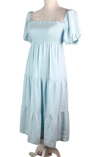 Abercrombie & Fitch Midi Dress XXS Blue Smocked Tiered New thumbnail 11
