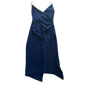Hello Molly Quiet Dancer Midi Dress Size Medium 6 Midnight Blue Navy Ruched Slit thumbnail 3