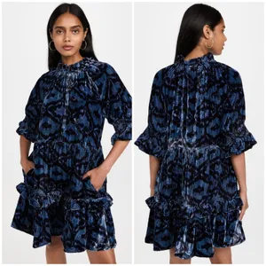 Figue Velvet Mini Dress Navy thumbnail 2