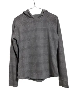 Nike Dri-FIT Women's Hoodie Pullover Gray Plaid Athletic‎ Top Activewear Medium thumbnail 1