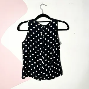 My Michelle Vintage Y2K Black Polka Dot Tank‎ Top Medium Preppy 90s Mod thumbnail 2