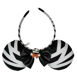 Disney Parks Minnie Mouse Ears Headband Black White Mummy‎ Bow Halloween Spooky thumbnail 2