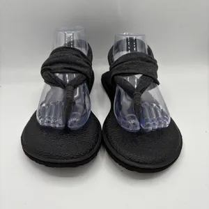 Sanuk Sandals Womens 9Yoga Flat Thong Slingback Black/grayFabric Casual‎ Comfort thumbnail 2