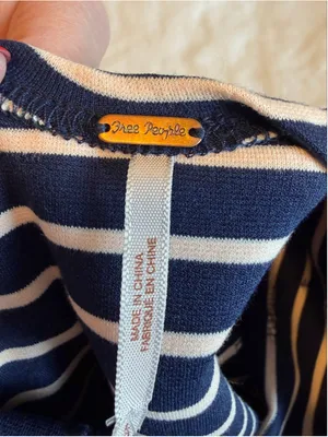 NWT Free People Nautical and Knotty Skater Dress Size Large Striped Lace S11 thumbnail 5
