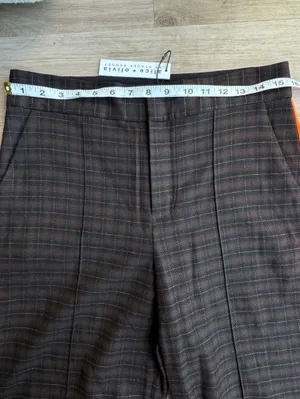 Alice + Olivia Dylan Plaid High Waist Pant Trouser Wide Leg Wool Side Stripe 10 thumbnail 8
