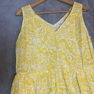 Sonoma Goods for Life Women's Yellow Tiered V-Neck Midi Dress Large‎ Coastal thumbnail 12