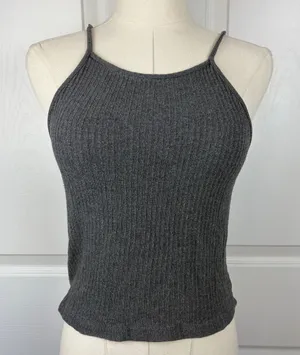 Brandy Melville dark gray ribbed tank top thumbnail 1