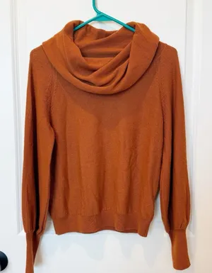 Anthropologie Womens Cowl Neck Wool Sweater‎ XS Orange Lightweight Cozy Autumn thumbnail 1
