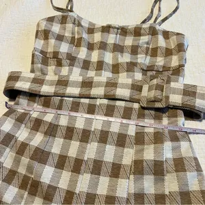 Anthropologie En Saison Brown Plaid Gingham Jumpsuit XS thumbnail 13