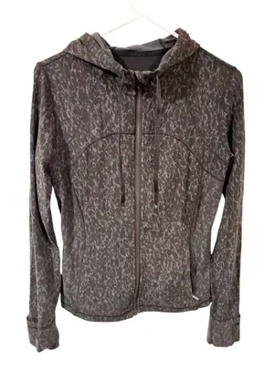 Lululemon Hooded Define Jacket Nulu Leopard Camo Deep Coal Multi Size 10 thumbnail 1