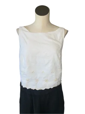 NWT Free People Kayla Solid Embroidered Top White Back Tie XL 100% Cotton thumbnail 6