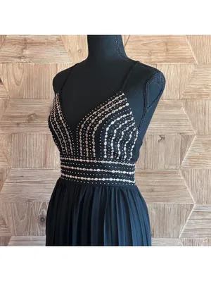 Lulu's Women's Black Beaded Full Length Maxi Dress Size XS thumbnail 4