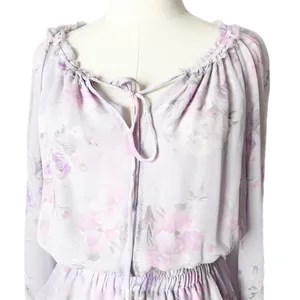 LoveShackFancy Popover Lavender Purple Silk Floral Tiered Ruffle Mini Dress XS thumbnail 3