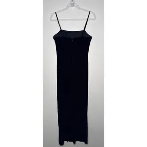 Dressbarn Collection 1990s Black Velvet Embroidered Gown formal sexy 6 thumbnail 5