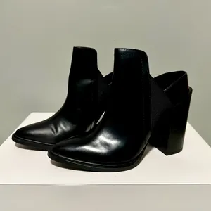 Leather Block Heel Ankle Boots with Stretch Detail thumbnail 5