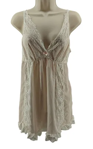 In Bloom Pale Pink Cream Lace Nightie Semi Sheer Womens Lage thumbnail 1