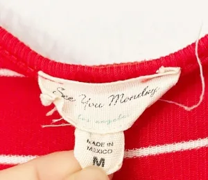 SEE YOU MONDAY Striped Tiered Knit Red White Dress Medium thumbnail 4