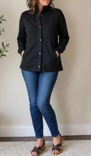 Ralph Lauren Black Cotton Snap Button Cardigan Jacket Casual Minimalist Sweater thumbnail 1