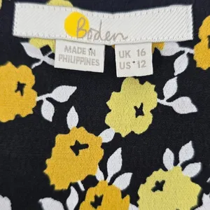 Boden Skirt Womens 12 Floral Black Yellow Pleated‎ A-Line EUC thumbnail 4
