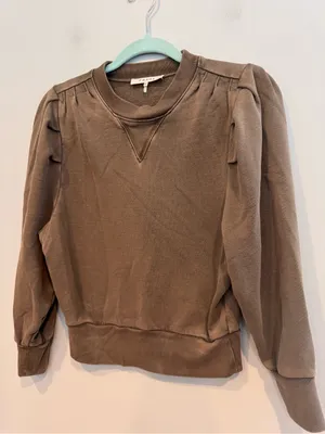FRAME Shirred Puff-Sleeve Crewneck Sweatshirt S thumbnail 2