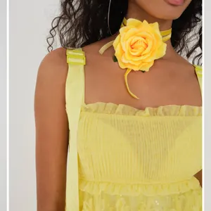 For Love & Lemons Yellow Maxi Dress NWT XS Bodysuit Overlay thumbnail 5