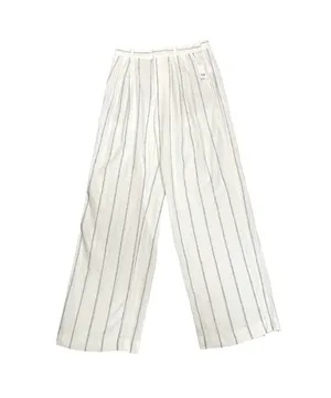 GAP 365 High Rise Linen-Blend Trousers Off White Stripe Size 2 New thumbnail 3