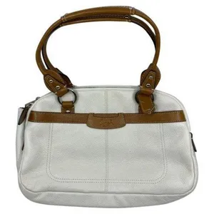 Coach Leather Medium Size White Brown Shoulder Bag thumbnail 1