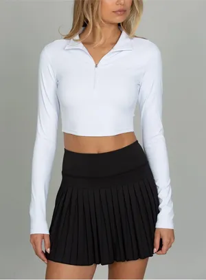Gold Hinge White Half-Zip Crop Top thumbnail 1